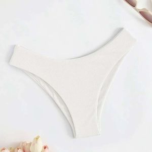 rib knit bikini bottoms white